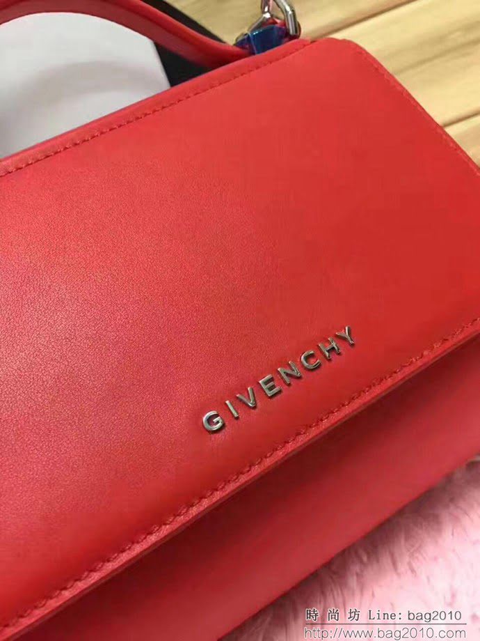 GlVENCHY紀梵希 2017春夏女裝系列 GIVENCHY Logo寬肩帶裝飾 黑色Pandora Box手袋 斜挎包 經典實用  tsg1123
